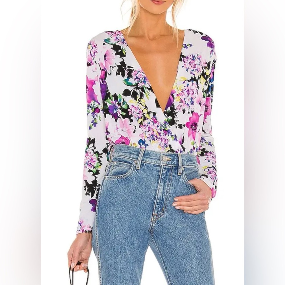 BCBGENERATION 1TX1P33  Matte Jersey Bodysuit In Purple,Pink NWT